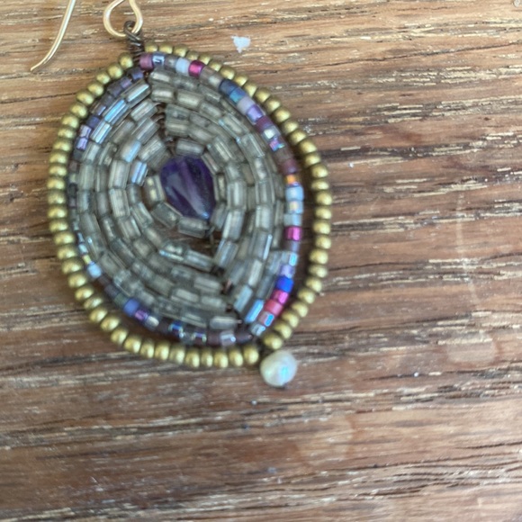 Vintage Hand Beaded Artisan Earrings - Picture 9 of 9